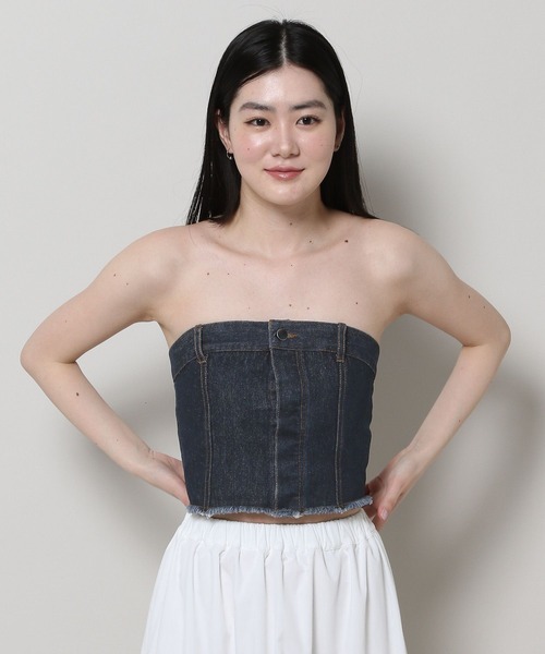 3.3 Field Trip （3.3フィールドトリップ）の「3.3 Field Trip／デニムビスチェ（ベスト・レディース・ブルー/ライトブルー・SMALL/MEDIUM）」の7枚目の写真