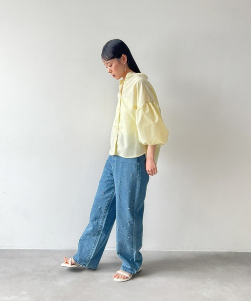 Olu.(オルドット)の「ビジューデザインデニム(デニムパンツ・レディース・ブルー/グレー・1/0)」の7枚目の写真