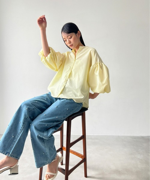 Olu.(オルドット)の「ビジューデザインデニム(デニムパンツ・レディース・ブルー/グレー・1/0)」の5枚目の写真