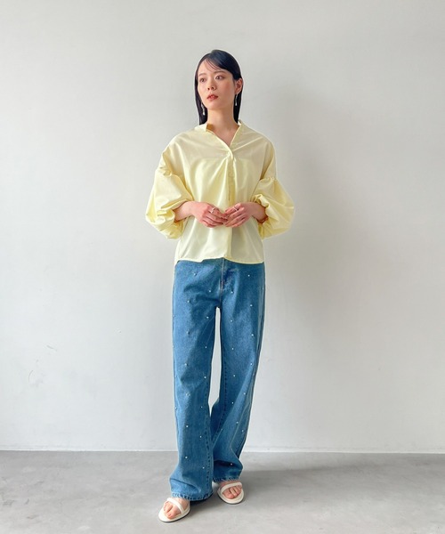 Olu.(オルドット)の「ビジューデザインデニム(デニムパンツ・レディース・ブルー/グレー・1/0)」の3枚目の写真