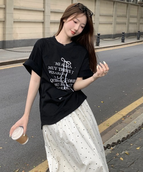 Achic(アシック)の「プリントビックTシャツ(Tシャツ/カットソー・レディース・ホワイト/ブラック・M)」の3枚目の写真