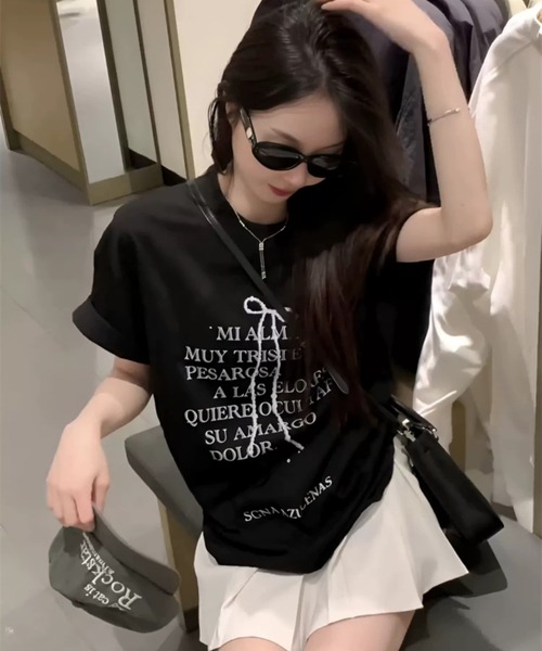 Achic(アシック)の「プリントビックTシャツ(Tシャツ/カットソー・レディース・ホワイト/ブラック・M)」の6枚目の写真