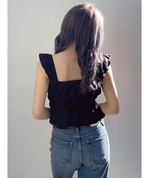 GYDA（ジェイダ）の「リボンフレアリブトップス（Tシャツ/カットソー・レディース・レッド/ブラック/オフホワイト・FREE）」の16枚目の写真