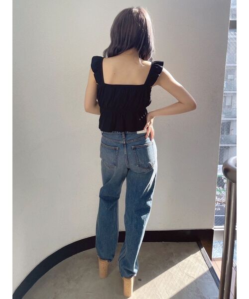 GYDA（ジェイダ）の「リボンフレアリブトップス（Tシャツ/カットソー・レディース・レッド/ブラック/オフホワイト・FREE）」の18枚目の写真