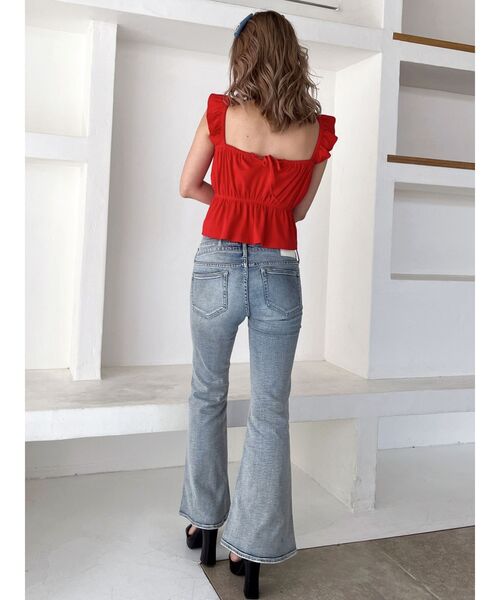 GYDA（ジェイダ）の「リボンフレアリブトップス（Tシャツ/カットソー・レディース・レッド/ブラック/オフホワイト・FREE）」の22枚目の写真