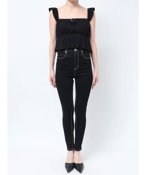 GYDA（ジェイダ）の「リボンフレアリブトップス（Tシャツ/カットソー・レディース・レッド/ブラック/オフホワイト・FREE）」の11枚目の写真