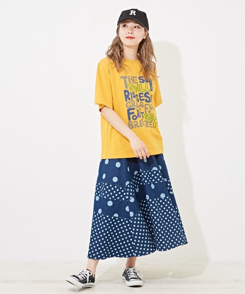 CUBE SUGAR(キューブシュガー)の「ロゴプリントTシャツ(Tシャツ/カットソー・レディース・オレンジ/スミクロ/マルチ/オートミール・M)」の20枚目の写真