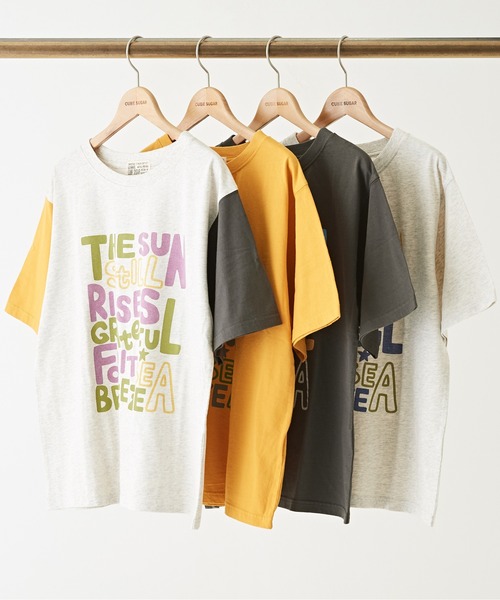CUBE SUGAR(キューブシュガー)の「ロゴプリントTシャツ(Tシャツ/カットソー・レディース・オレンジ/スミクロ/マルチ/オートミール・M)」の8枚目の写真