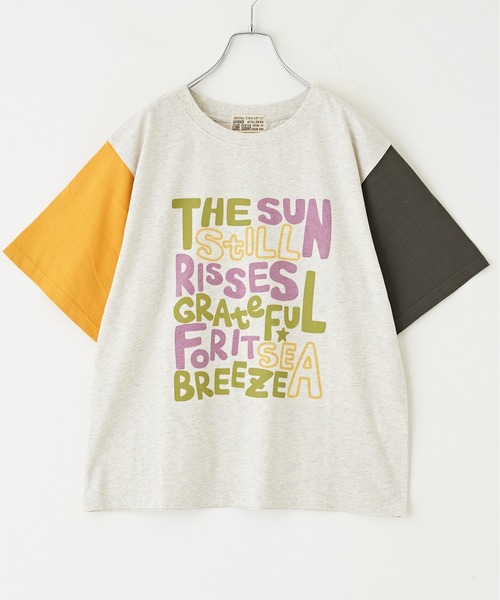 CUBE SUGAR(キューブシュガー)の「ロゴプリントTシャツ(Tシャツ/カットソー・レディース・オレンジ/スミクロ/マルチ/オートミール・M)」の14枚目の写真