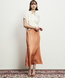 微光沢ヴィンテージ加工マーメイドスカート