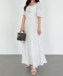 Heather | フラワーシャーリングワンピース（半袖）　130706(ワンピース)