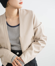 フェイクレザージップブルゾン