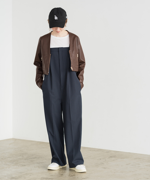 Spick & Span（スピックアンドスパン）の「フェイクレザージップブルゾン（ライダースジャケット・レディース・ブラウン/ベージュ・FREE）」の3枚目の写真