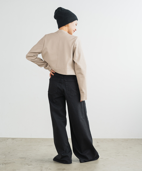 Spick & Span（スピックアンドスパン）の「フェイクレザージップブルゾン（ライダースジャケット・レディース・ブラウン/ベージュ・FREE）」の13枚目の写真