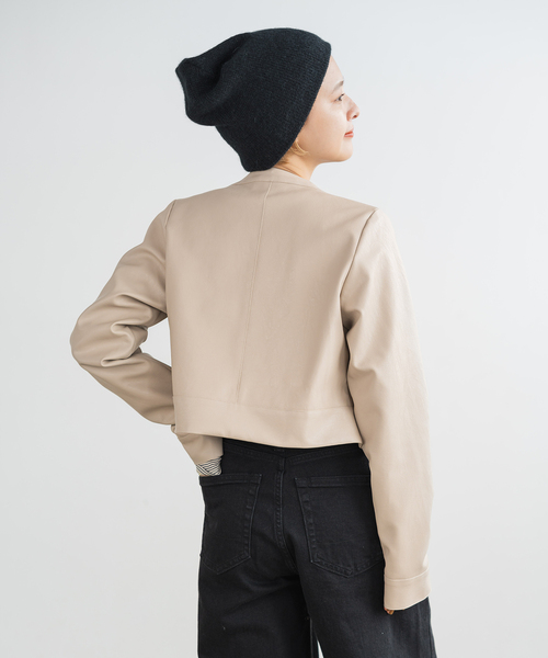 Spick & Span（スピックアンドスパン）の「フェイクレザージップブルゾン（ライダースジャケット・レディース・ブラウン/ベージュ・FREE）」の16枚目の写真