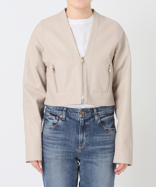 Spick & Span（スピックアンドスパン）の「フェイクレザージップブルゾン（ライダースジャケット・レディース・ブラウン/ベージュ・FREE）」の18枚目の写真