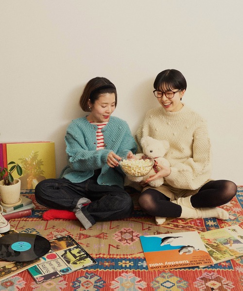 CHILD WOMAN（チャイルドウーマン）の「ネパールギルボックス ポップコーンカーディガン（カーディガン/ボレロ・レディース・サックスブルー/キナリ・FREE）」の6枚目の写真