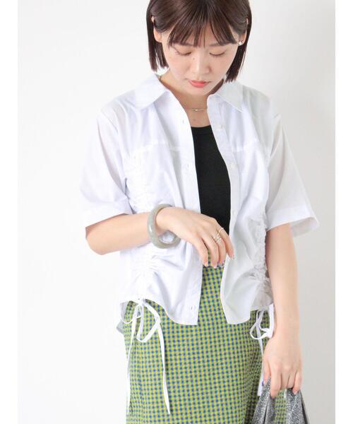 ehka sopo（エヘカソポ）の「フロントドロストシャツ（シャツ/ブラウス・レディース・イエロー/ピンク/オフホワイト/サックスブルー・F）」の2枚目の写真