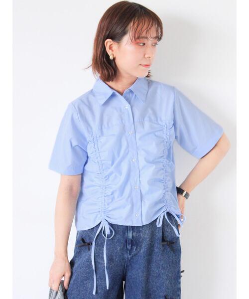 ehka sopo（エヘカソポ）の「フロントドロストシャツ（シャツ/ブラウス・レディース・イエロー/ピンク/オフホワイト/サックスブルー・F）」の3枚目の写真