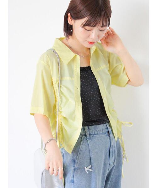 ehka sopo（エヘカソポ）の「フロントドロストシャツ（シャツ/ブラウス・レディース・イエロー/ピンク/オフホワイト/サックスブルー・F）」の4枚目の写真