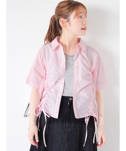 ehka sopo（エヘカソポ）の「フロントドロストシャツ（シャツ/ブラウス・レディース・イエロー/ピンク/オフホワイト/サックスブルー・F）」の5枚目の写真