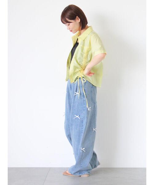 ehka sopo（エヘカソポ）の「フロントドロストシャツ（シャツ/ブラウス・レディース・イエロー/ピンク/オフホワイト/サックスブルー・F）」の19枚目の写真