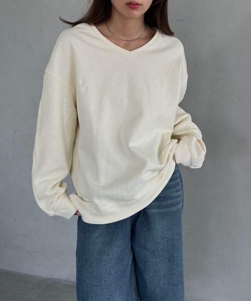 MYMOOD.（マイムード）の「Vネックビッグシルエットプルオーバー（スウェット・レディース・グレー/ホワイト/イエロー・FREE）」の20枚目の写真