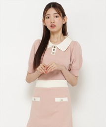 REDYAZEL | 【セットアップ可能】衿つきバイカラーニットトップス(ニット/セーター)