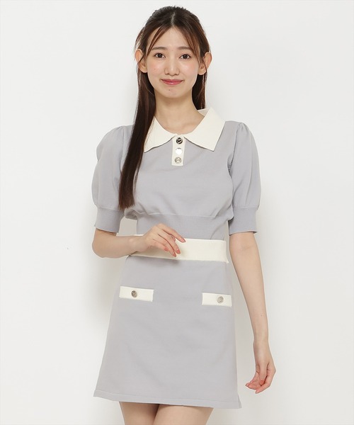 REDYAZEL（レディアゼル）の「【セットアップ可能】衿つきバイカラーニットトップス（ニット/セーター・レディース・ピンク/ホワイト/ブルー・FREE）」の3枚目の写真