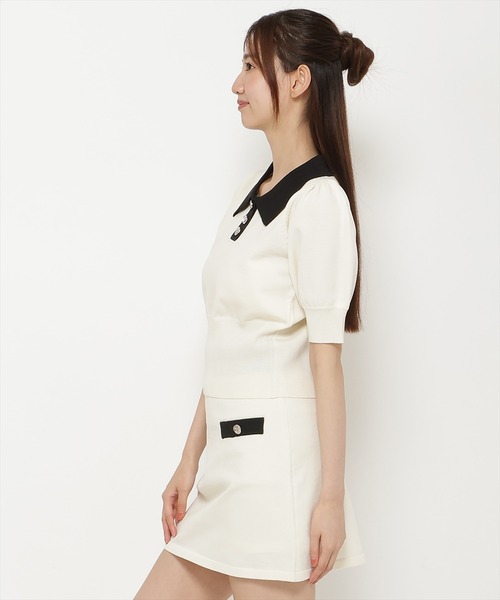 REDYAZEL（レディアゼル）の「【セットアップ可能】衿つきバイカラーニットトップス（ニット/セーター・レディース・ピンク/ホワイト/ブルー・FREE）」の4枚目の写真