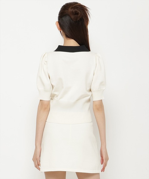 REDYAZEL（レディアゼル）の「【セットアップ可能】衿つきバイカラーニットトップス（ニット/セーター・レディース・ピンク/ホワイト/ブルー・FREE）」の5枚目の写真