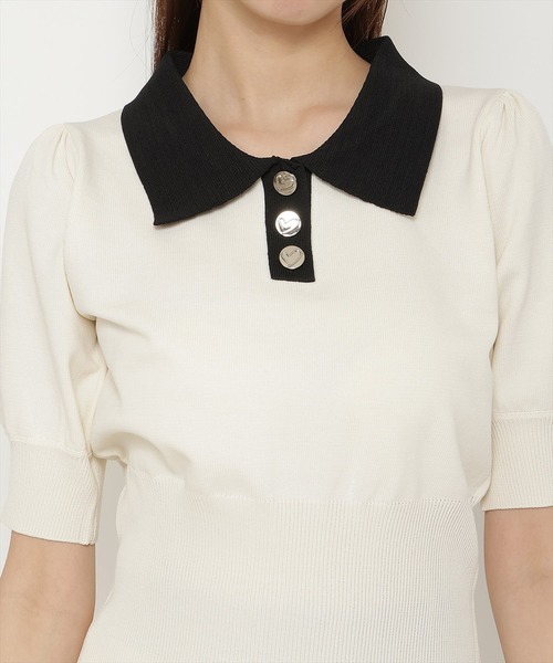 REDYAZEL（レディアゼル）の「【セットアップ可能】衿つきバイカラーニットトップス（ニット/セーター・レディース・ピンク/ホワイト/ブルー・FREE）」の7枚目の写真