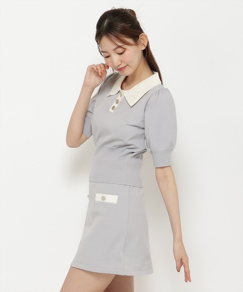 REDYAZEL（レディアゼル）の「【セットアップ可能】衿つきバイカラーニットトップス（ニット/セーター・レディース・ピンク/ホワイト/ブルー・FREE）」の10枚目の写真