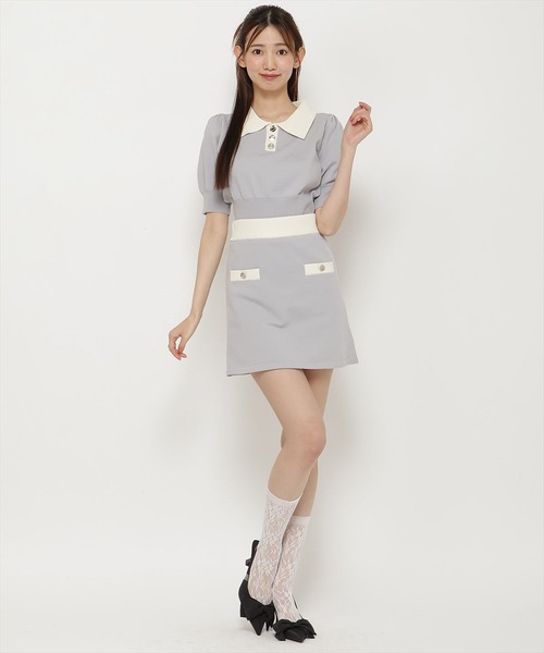 REDYAZEL（レディアゼル）の「【セットアップ可能】衿つきバイカラーニットトップス（ニット/セーター・レディース・ピンク/ホワイト/ブルー・FREE）」の12枚目の写真