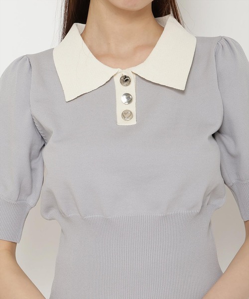 REDYAZEL（レディアゼル）の「【セットアップ可能】衿つきバイカラーニットトップス（ニット/セーター・レディース・ピンク/ホワイト/ブルー・FREE）」の13枚目の写真