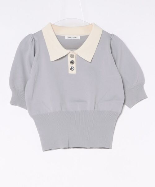 REDYAZEL（レディアゼル）の「【セットアップ可能】衿つきバイカラーニットトップス（ニット/セーター・レディース・ピンク/ホワイト/ブルー・FREE）」の22枚目の写真