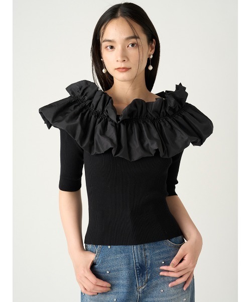 【新品】FRAY I.D フレイアイディー ツイストカラーコンビオフショルニット FRAY I.D（フレイアイディー）の「ツイストカラーコンビ