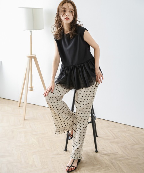 La-gemme（ラジェム）の「ドット柄プリーツパンツ（その他パンツ・レディース・ブラック/ベージュ・フリー）」の12枚目の写真