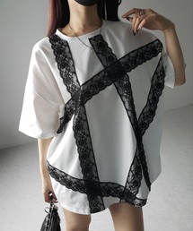 ※※【 ３color 】レースラインバレエコアビッグＴシャツ　／ lace line balletcore big T-shirts