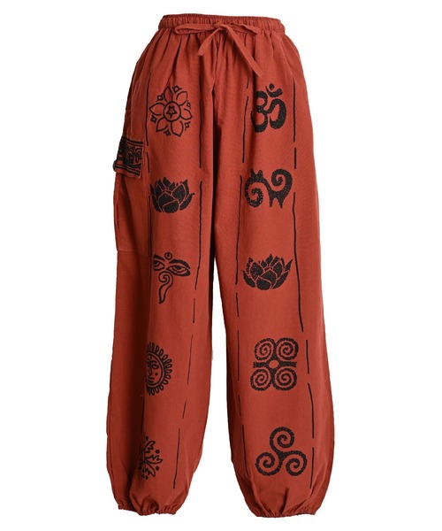 MARAI（マーライ）の「エスニックプリント柄 ウエストゴム コットンサルエルパンツ バルーンパンツ（その他パンツ・レディース・ブラック/レッド/カーキ/ライトブラウン・FREE）」の18枚目の写真