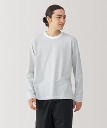 無印良品 | 紳士　天竺編みクルーネック長袖Ｔシャツ（ボーダー）(Tシャツ/カットソー)