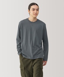 紳士 天竺編みクルーネック長袖Tシャツ(ボーダー)