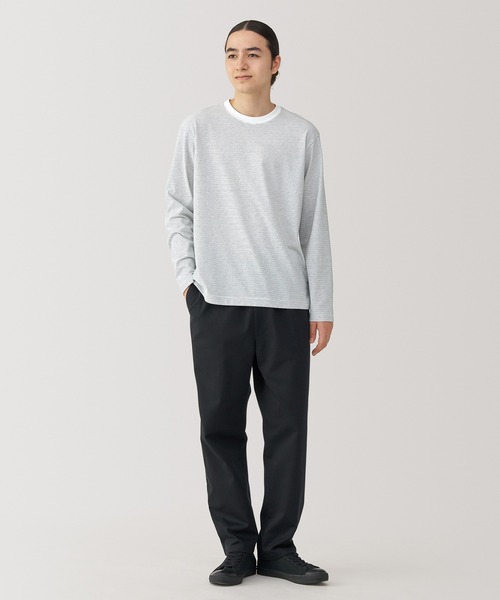 無印良品(ムジルシリョウヒン)の「紳士 天竺編みクルーネック長袖Tシャツ(ボーダー)(Tシャツ/カットソー・メンズ・ホワイト系/ブラウン系/グレー系/ブラック系・S/M/L/XL)」の5枚目の写真