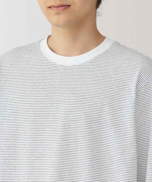 無印良品(ムジルシリョウヒン)の「紳士 天竺編みクルーネック長袖Tシャツ(ボーダー)(Tシャツ/カットソー・メンズ・ホワイト系/ブラウン系/グレー系/ブラック系・S/M/L/XL)」の8枚目の写真