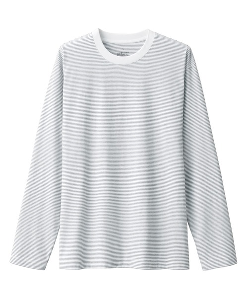 無印良品(ムジルシリョウヒン)の「紳士 天竺編みクルーネック長袖Tシャツ(ボーダー)(Tシャツ/カットソー・メンズ・ホワイト系/ブラウン系/グレー系/ブラック系・S/M/L/XL)」の9枚目の写真