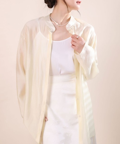 H.TOKYO(エイチトウキョウ)の「バンドカラーシアーシャツ(シャツ/ブラウス・レディース・イエロー系/ホワイト/ブラック/グレー・LARGE/X-LARGE)」の19枚目の写真