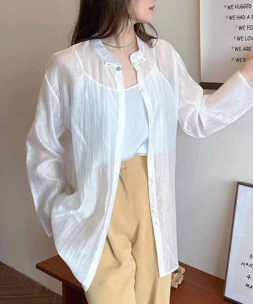 H.TOKYO(エイチトウキョウ)の「バンドカラーシアーシャツ(シャツ/ブラウス・レディース・イエロー系/ホワイト/ブラック/グレー・LARGE/X-LARGE)」の5枚目の写真