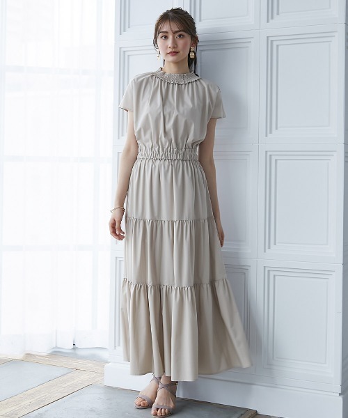 slattgir（スラットジール）の「高身長　ティアードフレアワンピース（トールサイズ）fifiean（ワンピース・レディース・ベージュ/カーキ・LL/L/M）」の14枚目の写真