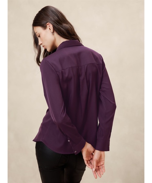 BANANA REPUBLIC FACTORY STORE(バナナリパブリック ファクトリーストア)の「BANANA REPUBLIC FACTORY STORE タキシードフロント ブラウス(シャツ/ブラウス・レディース・ブラック/ホワイト/パープル・XS/S/M/L)」の5枚目の写真