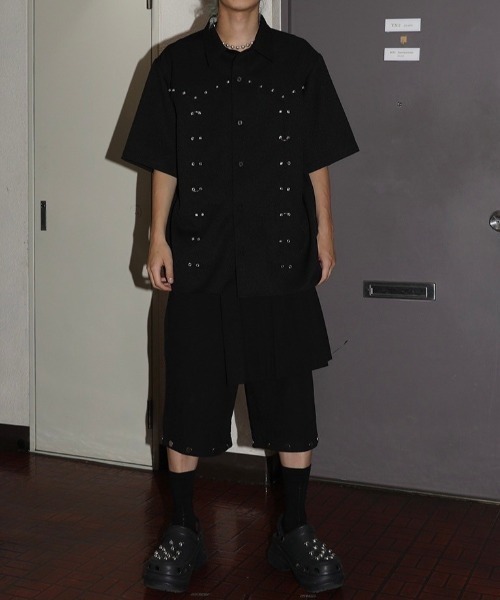 ESC STUDIO(イーエスシースタジオ)の「韓国ブランド ESC STUDIO イーエスシースタジオ skirt layered snap pants スカートレイヤードスナップパンツ レイヤードパンツ カモ柄パンツ カモフラージュ スナップボタンハーフパンツ フルレングスパンツ 2wayパンツ 韓国ファッション 韓国ストリート ストリートファッション(カーゴパンツ・メンズ・グリーン系カモフラージュ/ブラック・M)」の18枚目の写真